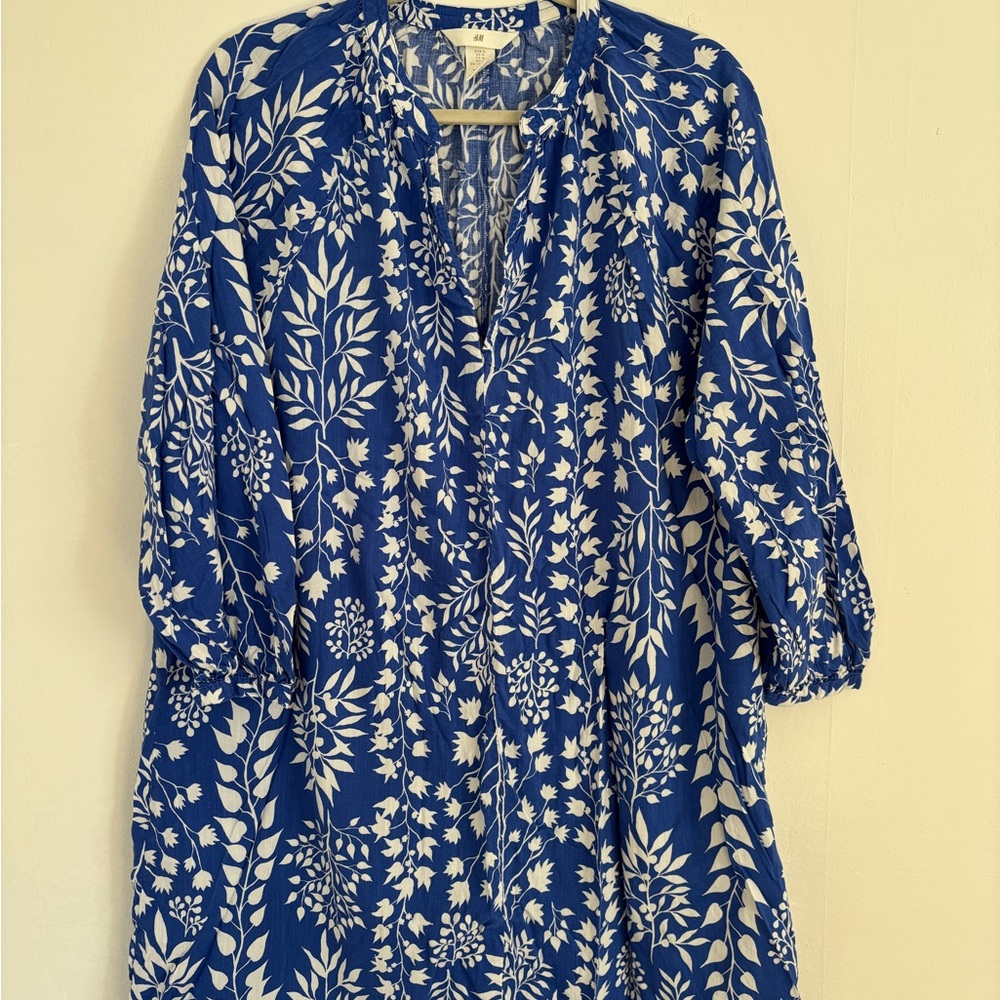 H&M Blue and White Floral Dress